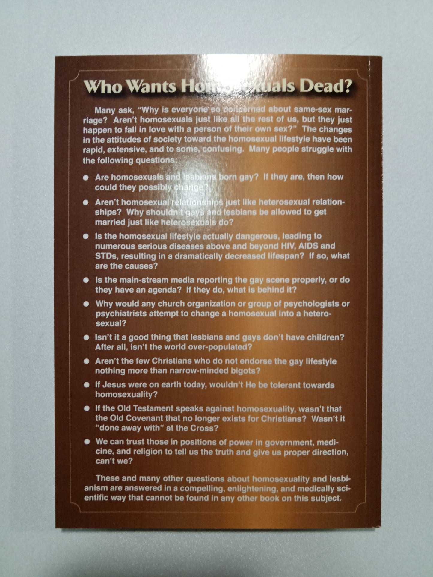 Who Wants Homosexuals Dead? by Lorraine Day