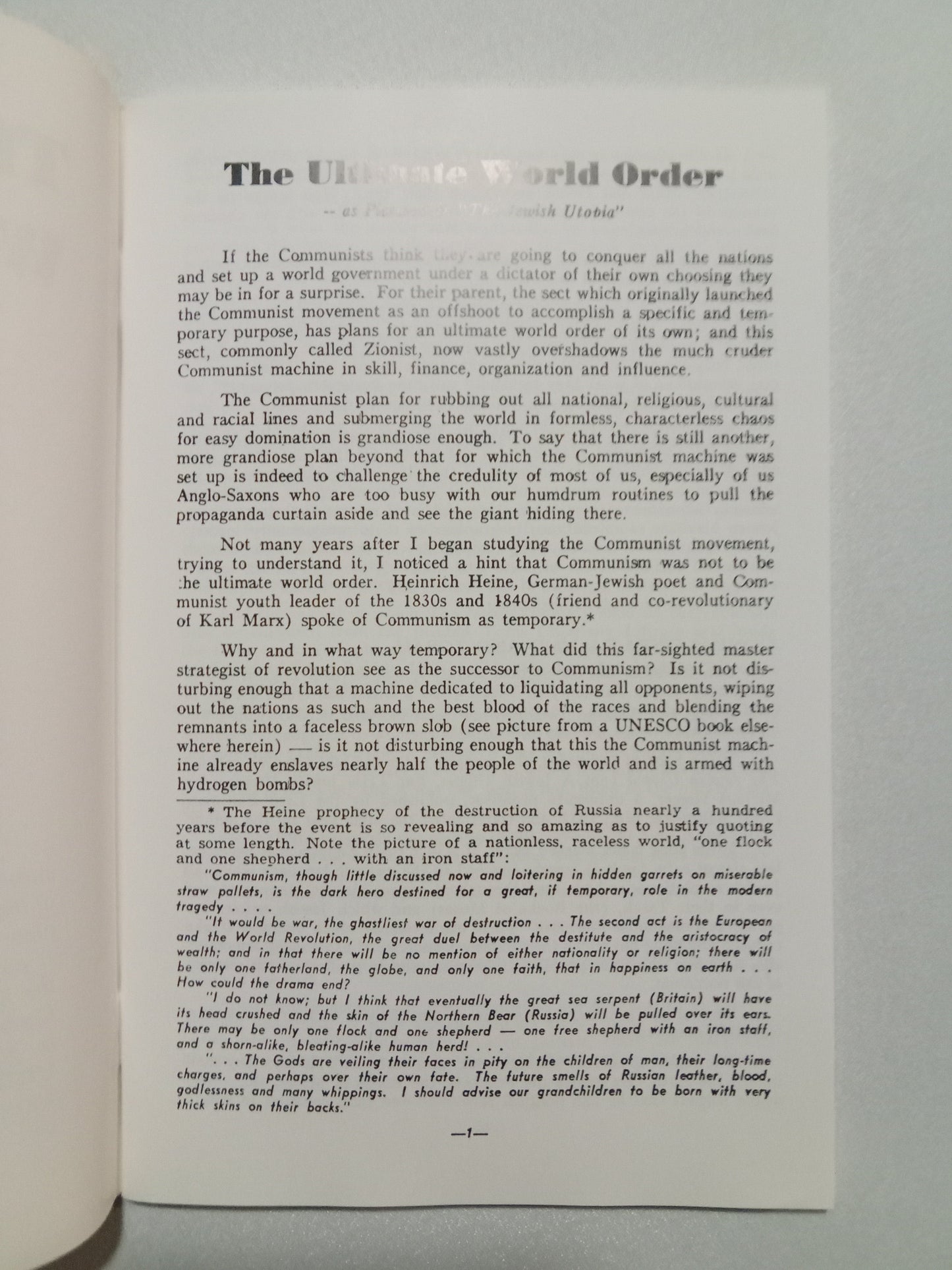 Ultimate World Order: As Pictured in the Jewish Utopia by Robert Williams SB
