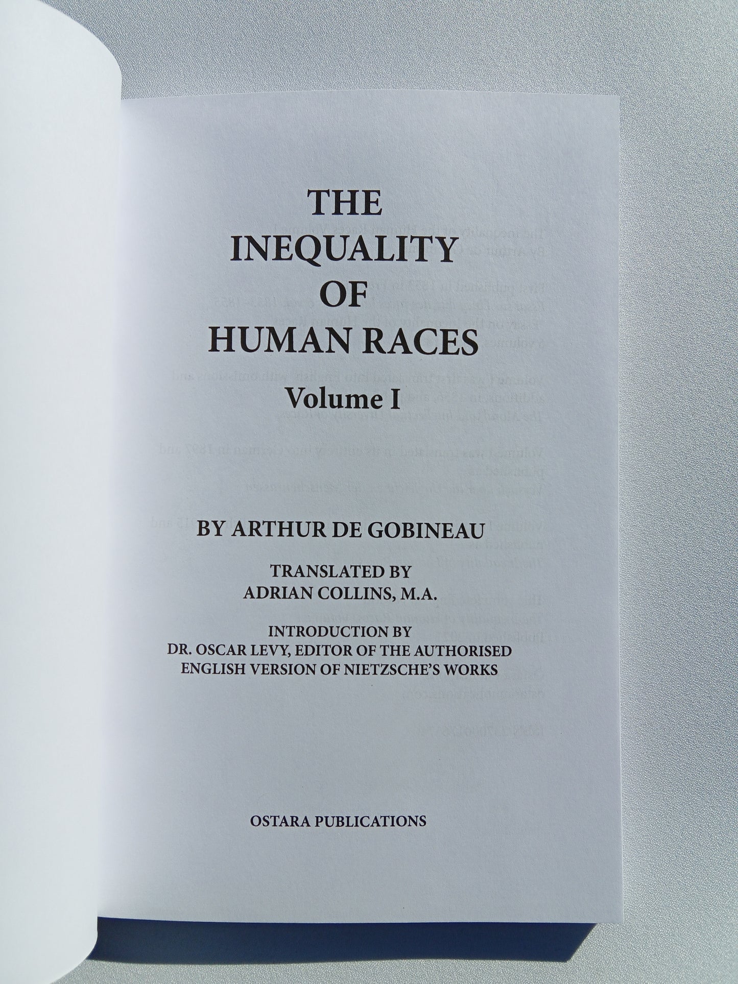 'Inequality of the Human Races by Arthur de Gobineau PB