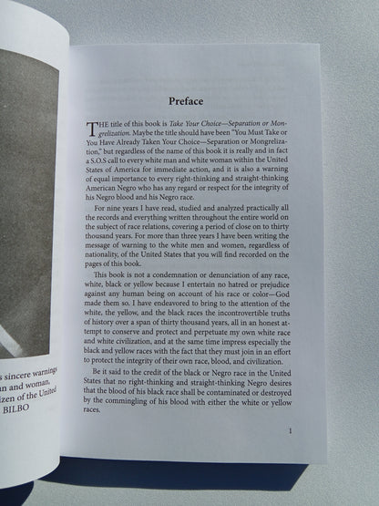 'Take Your Choice: Separation or Mongrelization by Theodore Bilbo PB