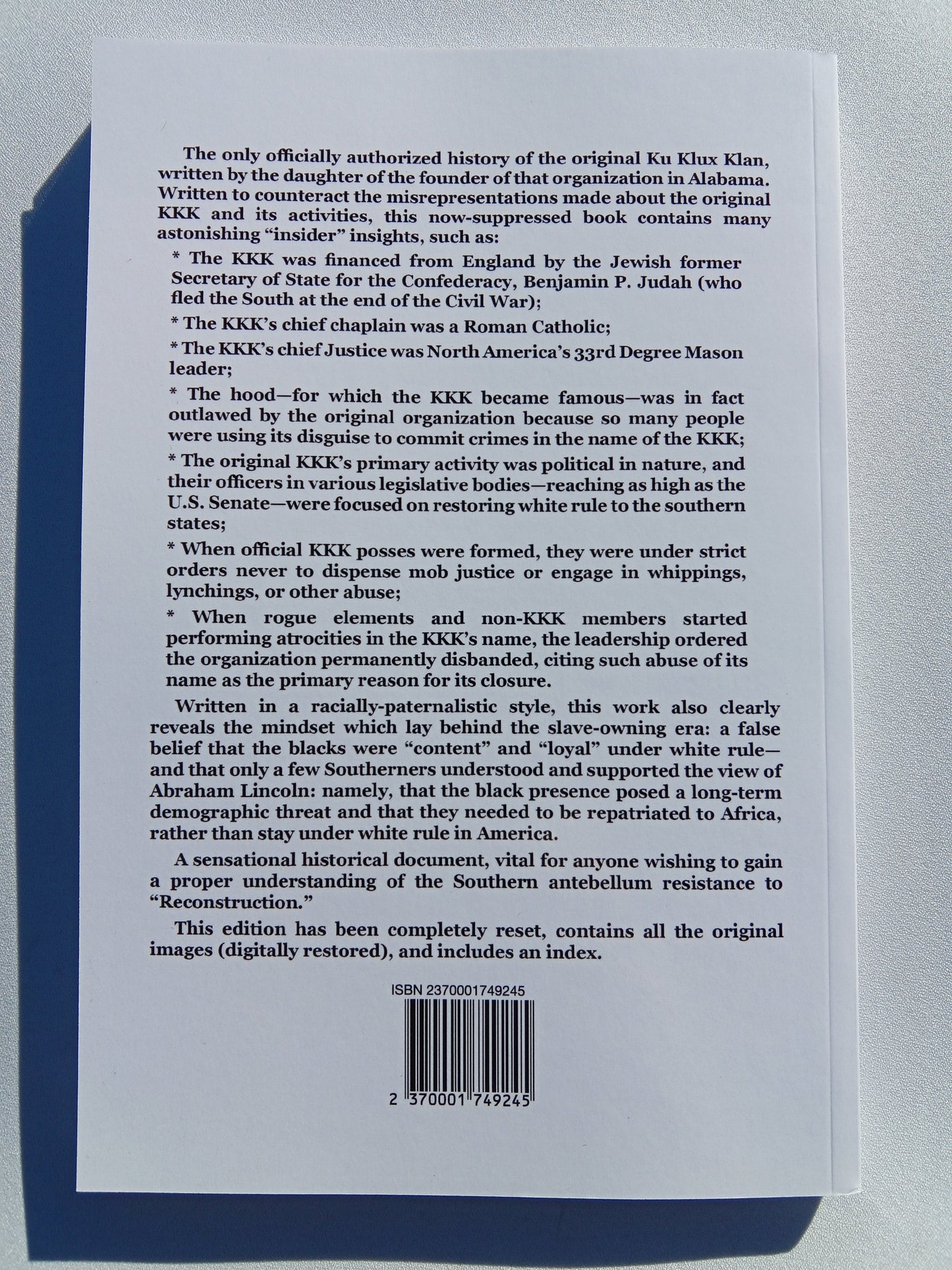 Authentic History of the Ku Klux Klan: 1865 to 1877 by Susan Davis PB