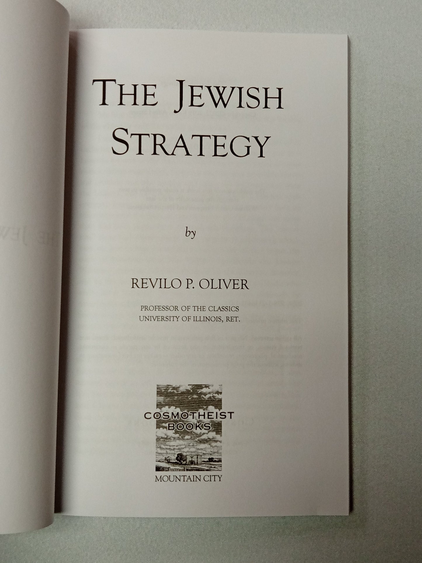 Jewish Strategy: How the Jews Survived Years of Persecution by Revilo Oliver PB