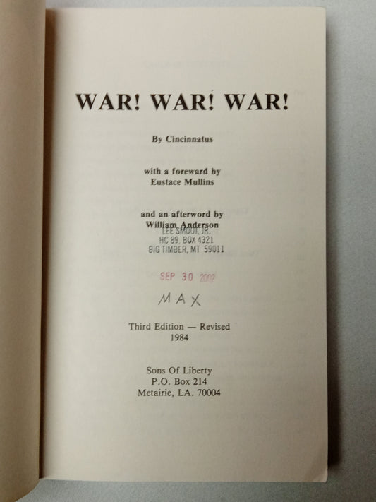 War! War! War! by Cincinnatus