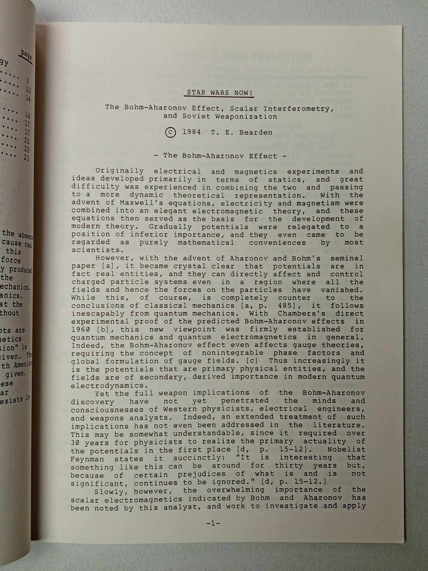 Star Wars Now: The Bohm-Aharonov Effect, Scalar Interferometry, and Soviet Weaponization by T. Bearden