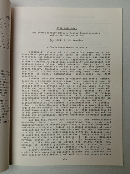 Star Wars Now: The Bohm-Aharonov Effect, Scalar Interferometry, and Soviet Weaponization by T. Bearden