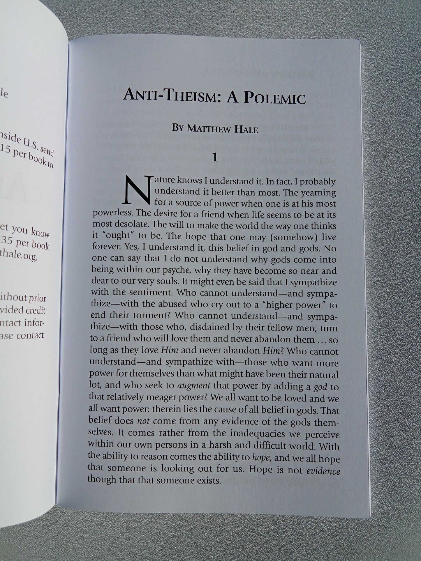Anti-Theism: A Polemic by Matthew Hale SB