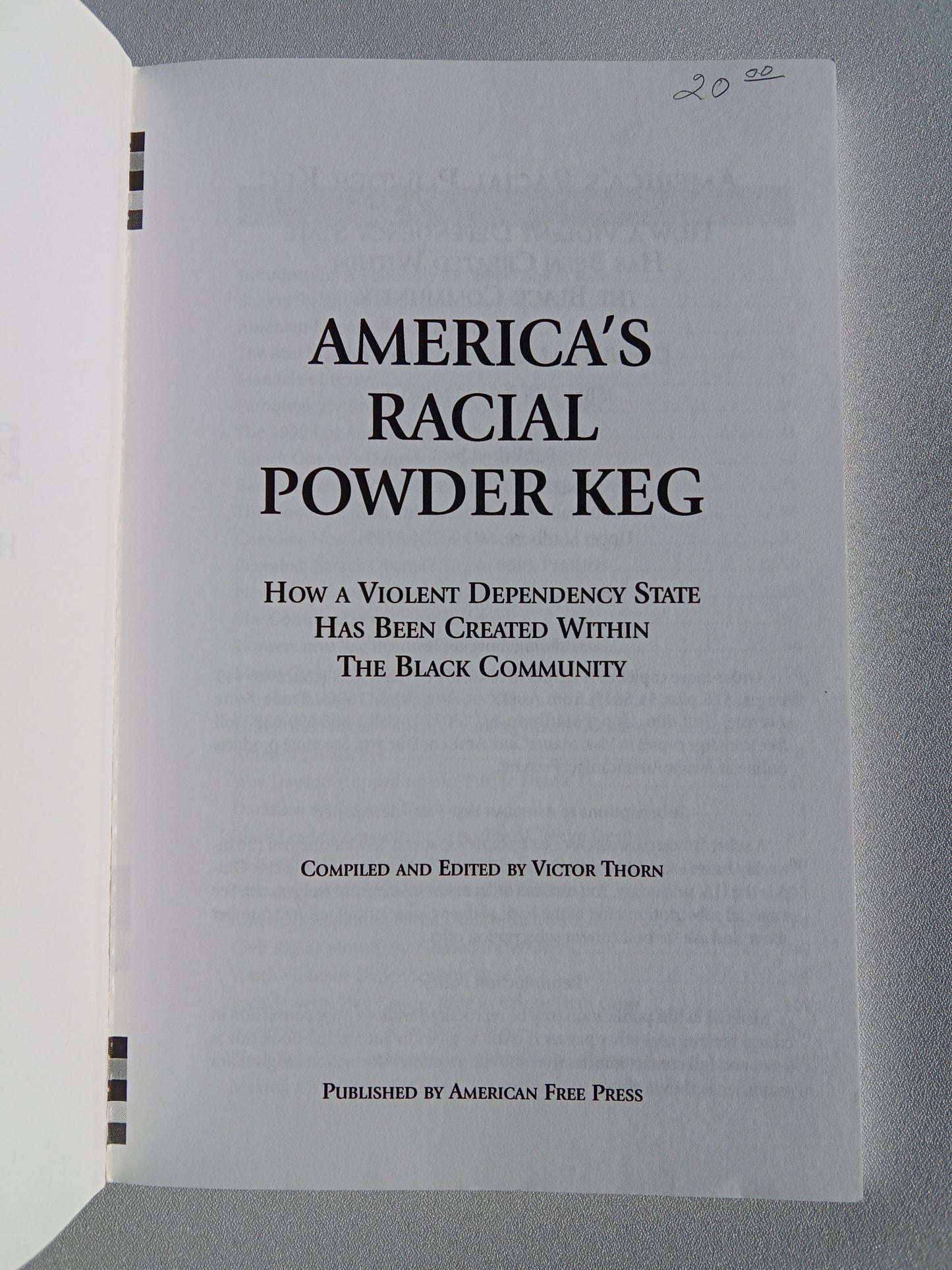 America's Racial Powder Keg by Victor Thorn PB