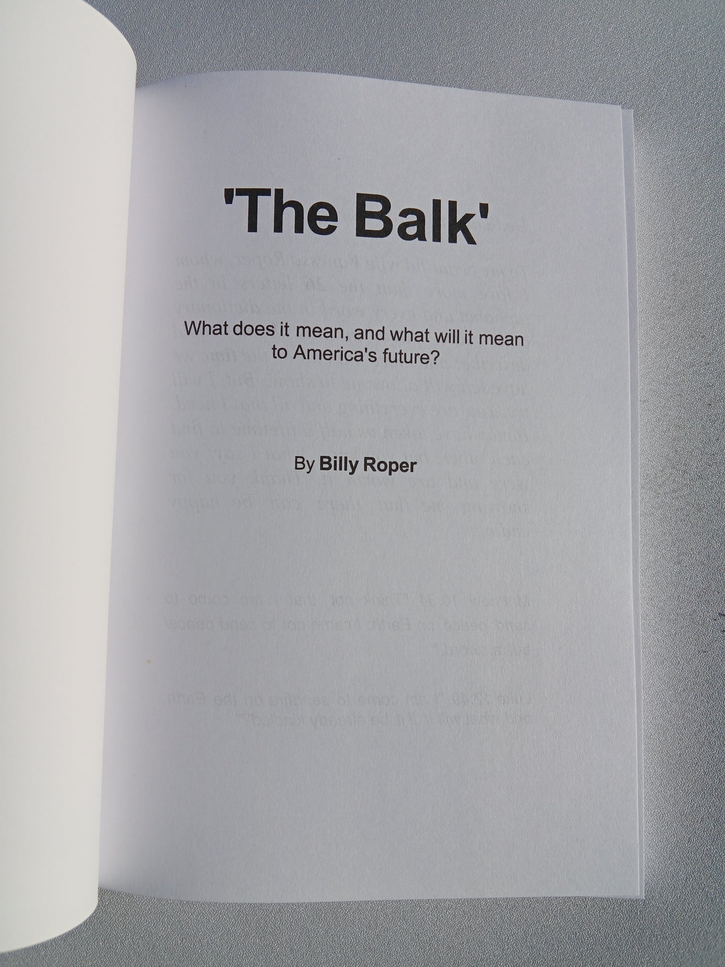 Balk by Billy Roper PB