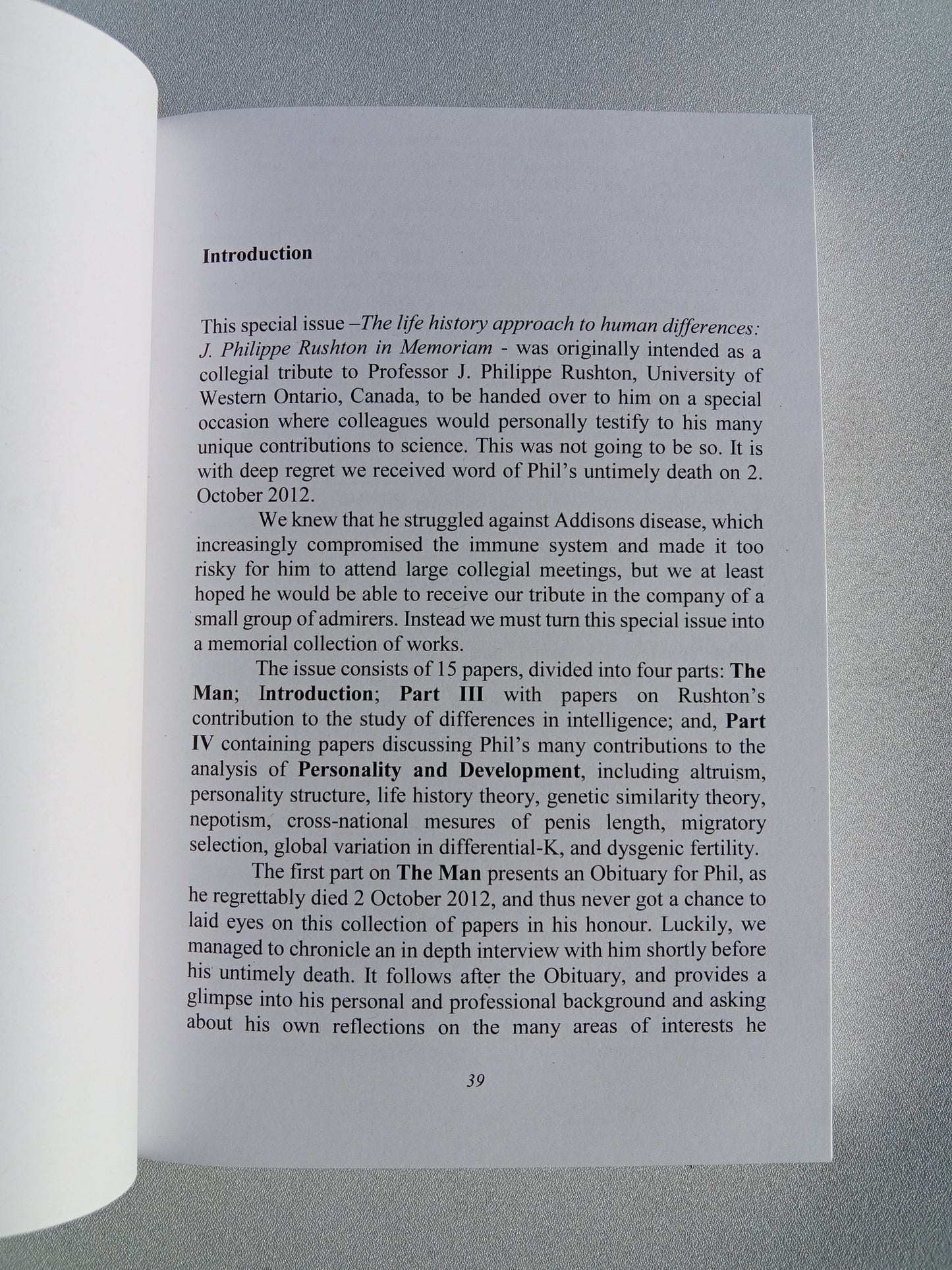 Life History Approach to Human Differences: A Tribute to Philippe Rushton by Helmuth Nyborg