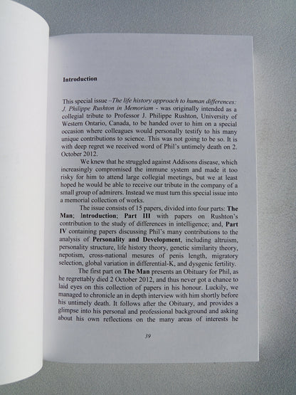 Life History Approach to Human Differences: A Tribute to Philippe Rushton by Helmuth Nyborg