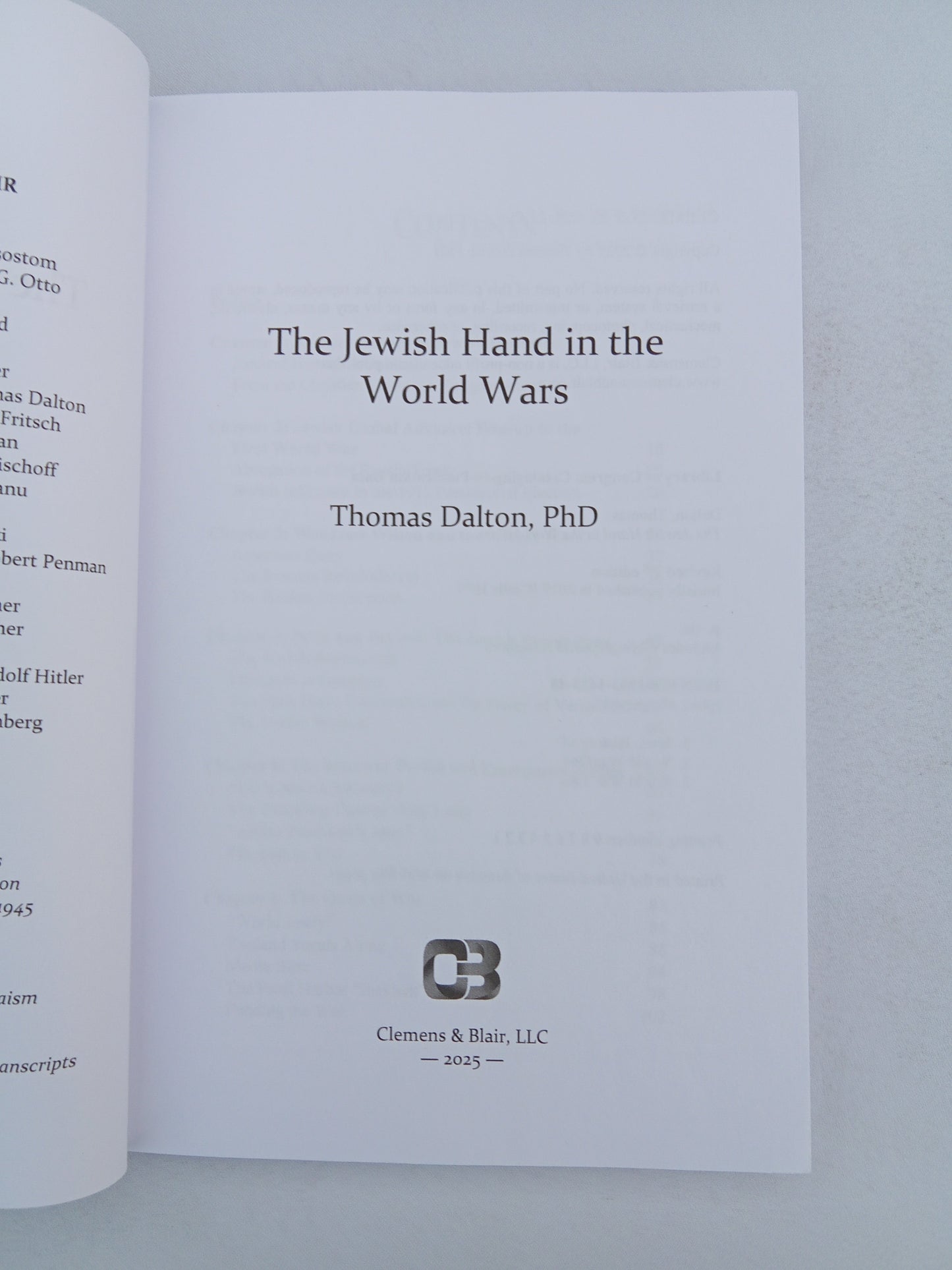 Jewish Hand in the World Wars by Thomas Dalton PB