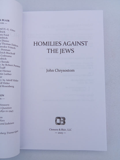 Homilies Against the Jews by John Chrysostom PB