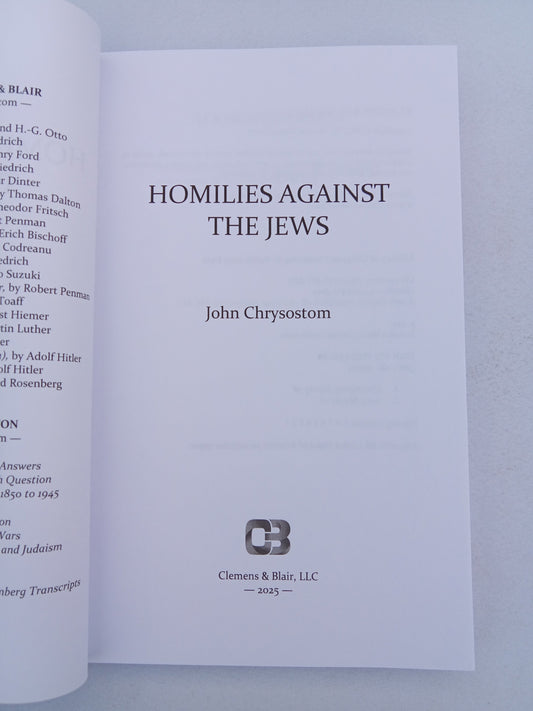 Homilies Against the Jews by John Chrysostom PB
