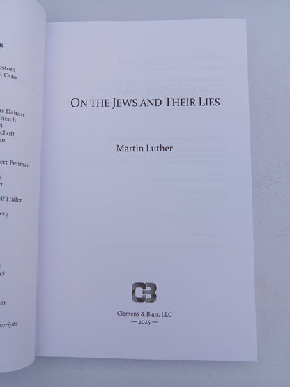 'On the Jews and Their Lies by Martin Luther PB