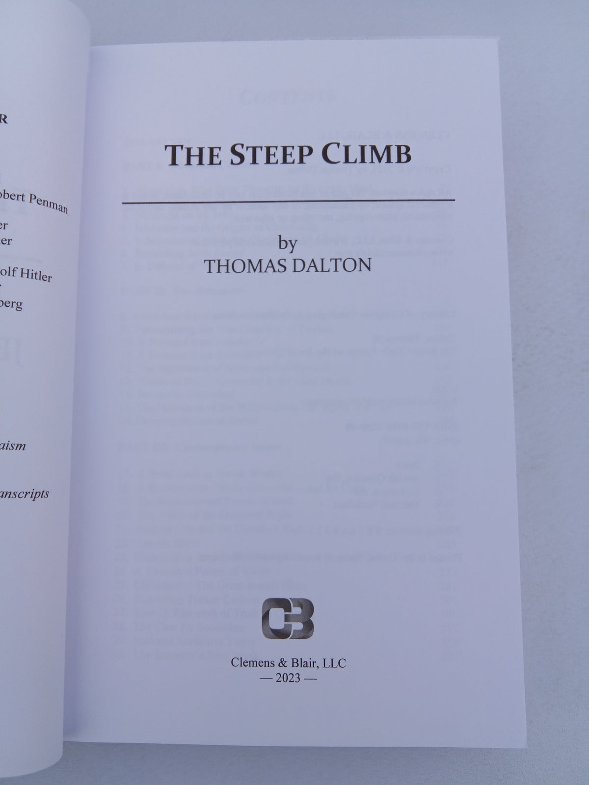 Steep Climb: Essays on the Jewish Question by Thomas Dalton PB