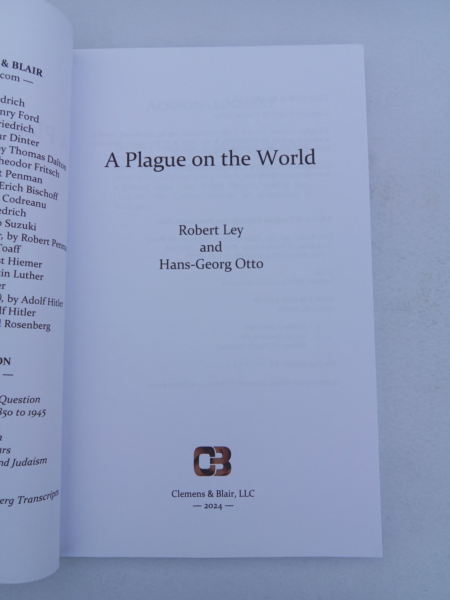 Plague on the World by Robert Ley PB