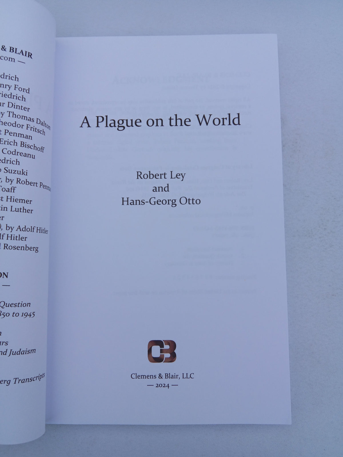 Plague on the World by Robert Ley PB