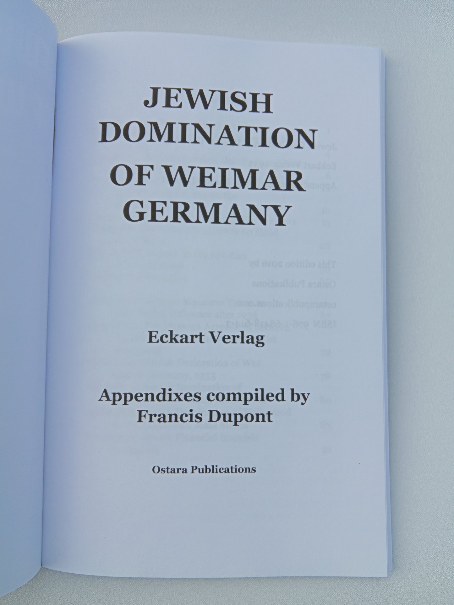 Jewish Domination of Weimar Germany by Eckart Verlag PB