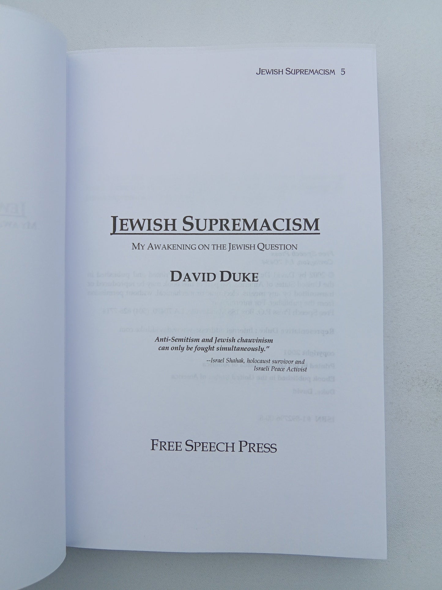 'Jewish Supremacism: My Awakening to the Jewish Question by David Duke PB