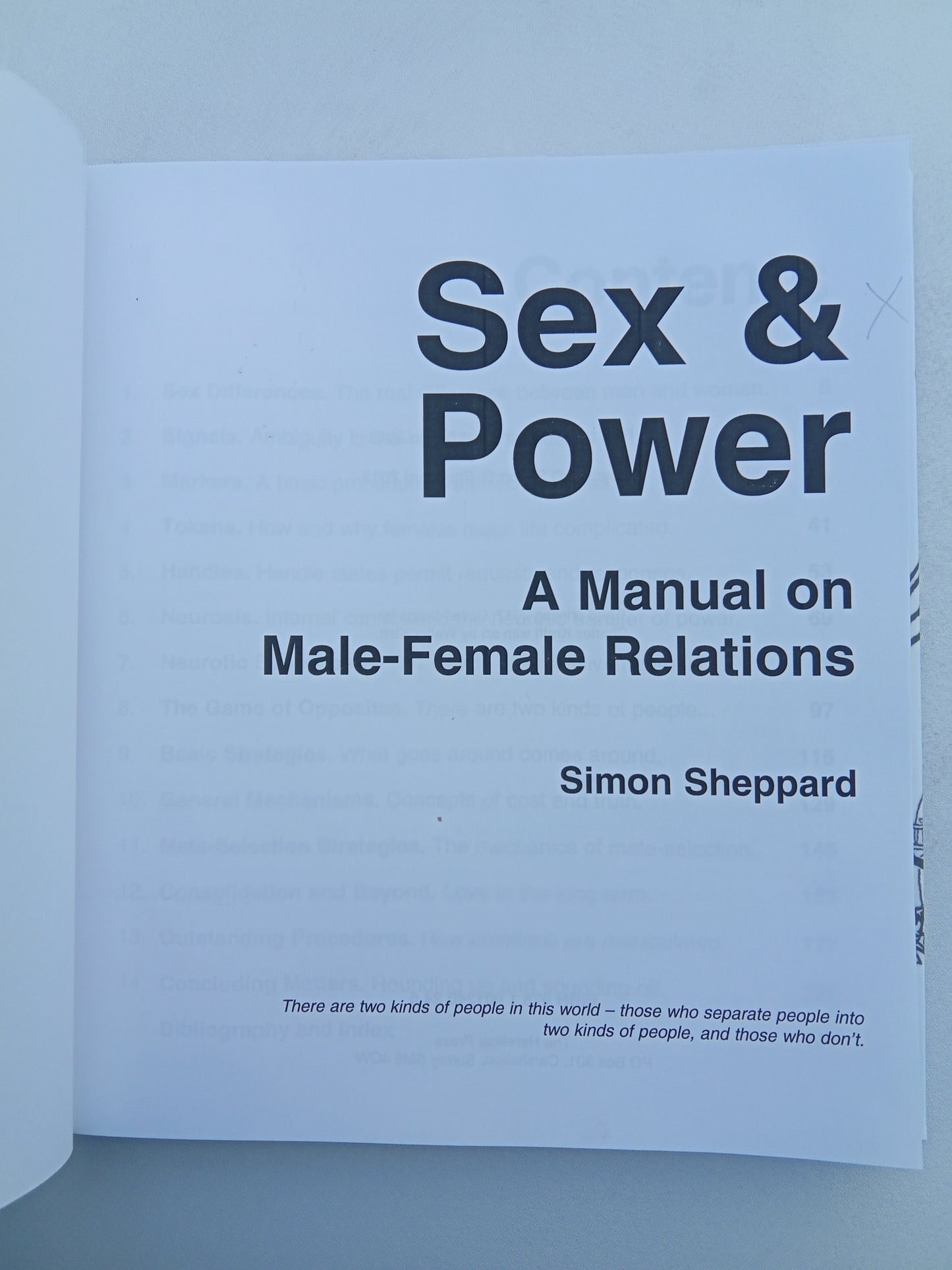 Sex and Power: The New Psychology of Sex by Simon Sheppard HB