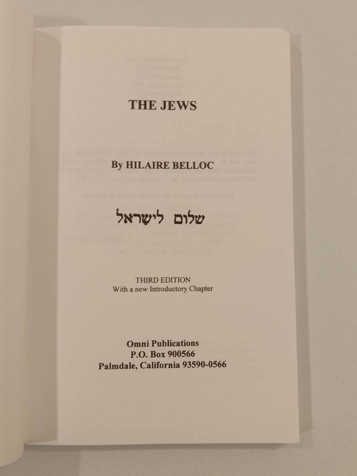 Jews by Hilaire Belloc PB