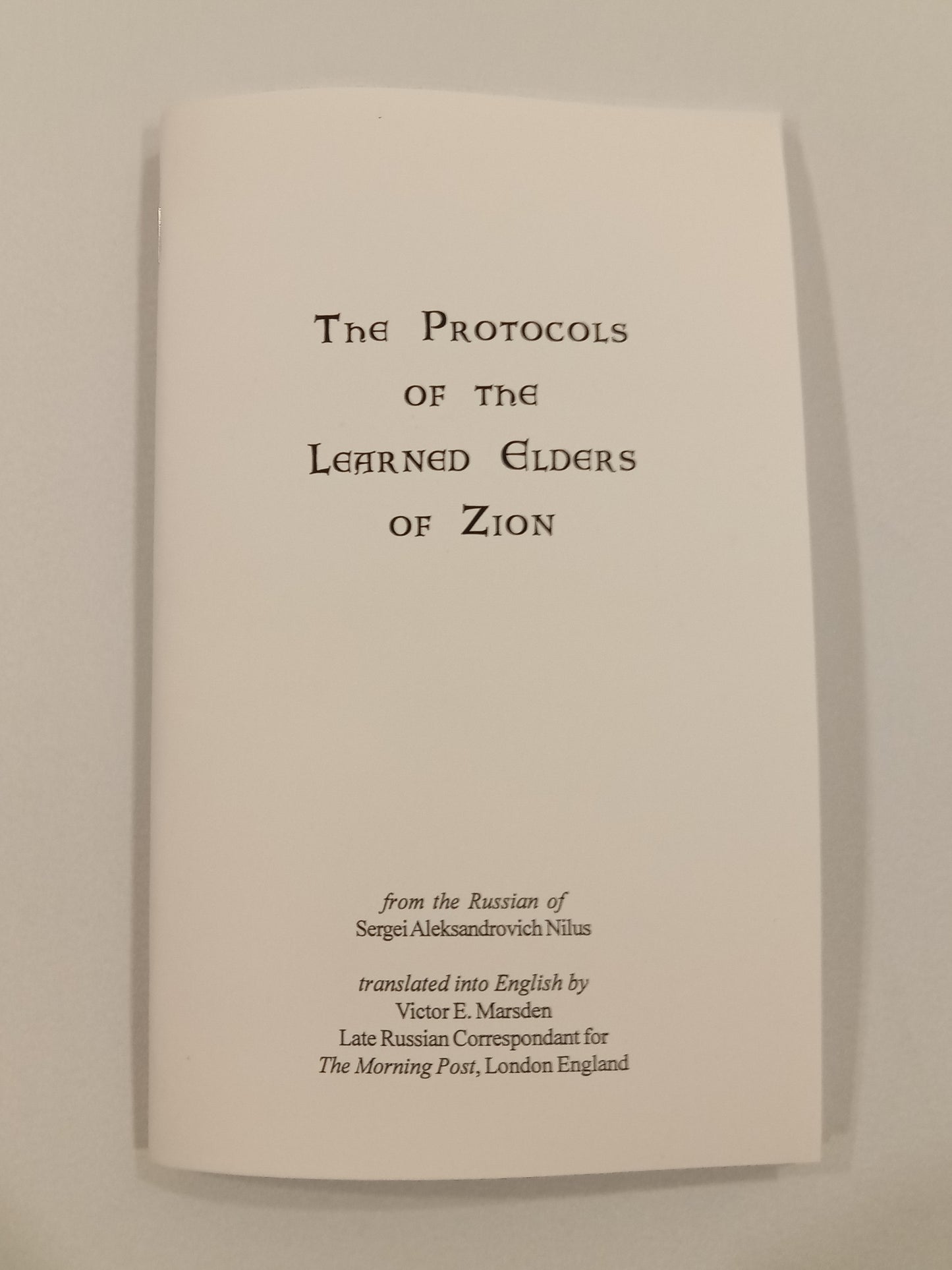Protocols of the Learned Elders of Zion, Abridged Edition by Victor Marsden SB
