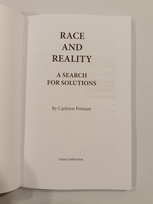 Race and Reality: A Search for Solutions by Carleton Putnam PB