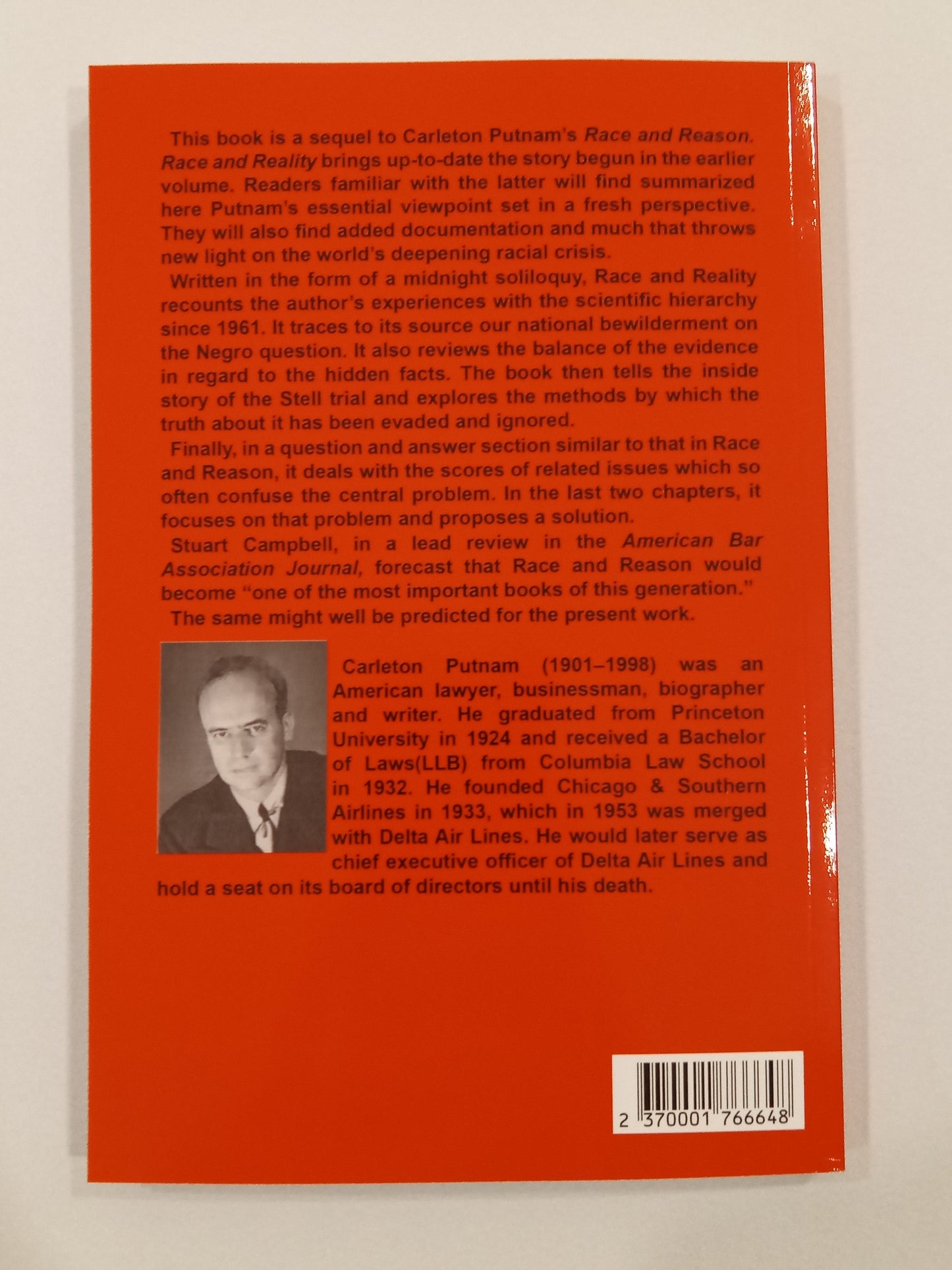 Race and Reality: A Search for Solutions by Carleton Putnam PB