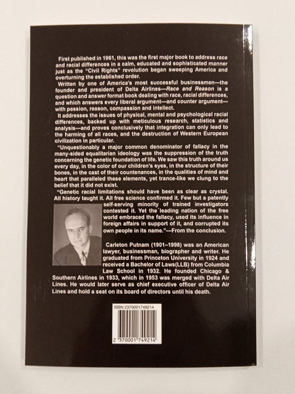 Race and Reason: A Yankee View by Carleton Putnam PB