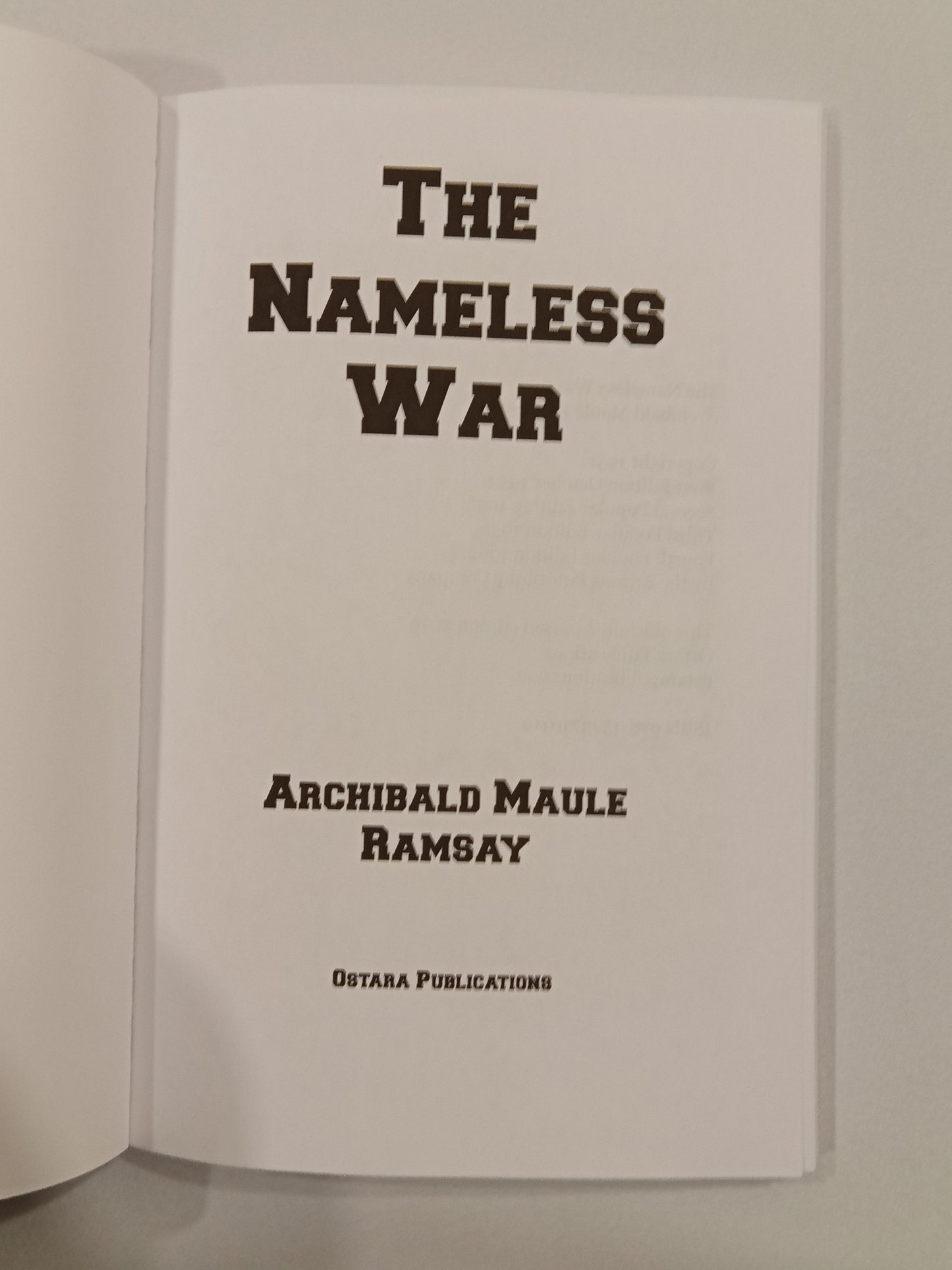 Nameless War by Maule Ramsay PB