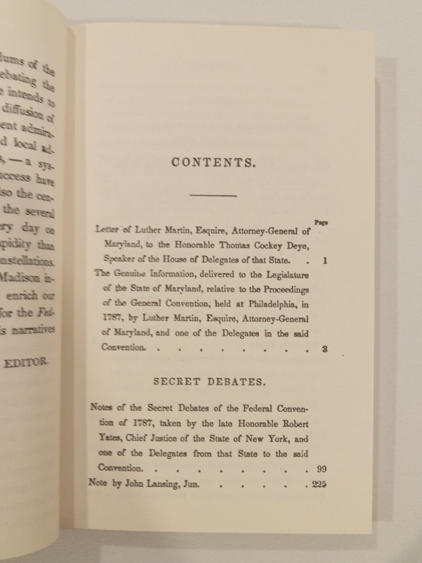 Secret Proceedings and Debates of the Constitutional Convention of 1787 by Robert Yates