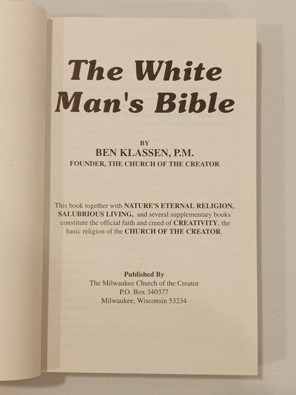 'White Man's Bible by Ben Klassen