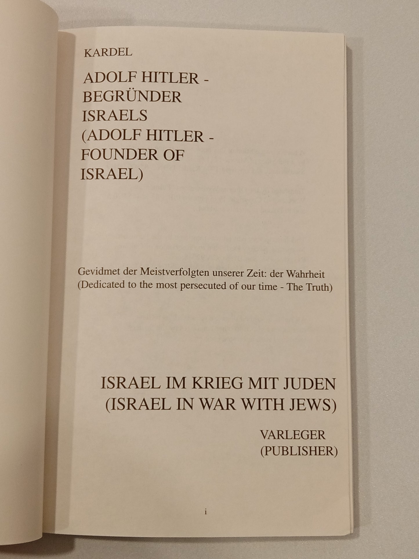 Adolf Hitler: The Founder of Israel Hennecke Kardel PB