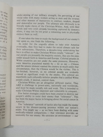 Tolerance: Jewry's War on Whites by James Combs SB