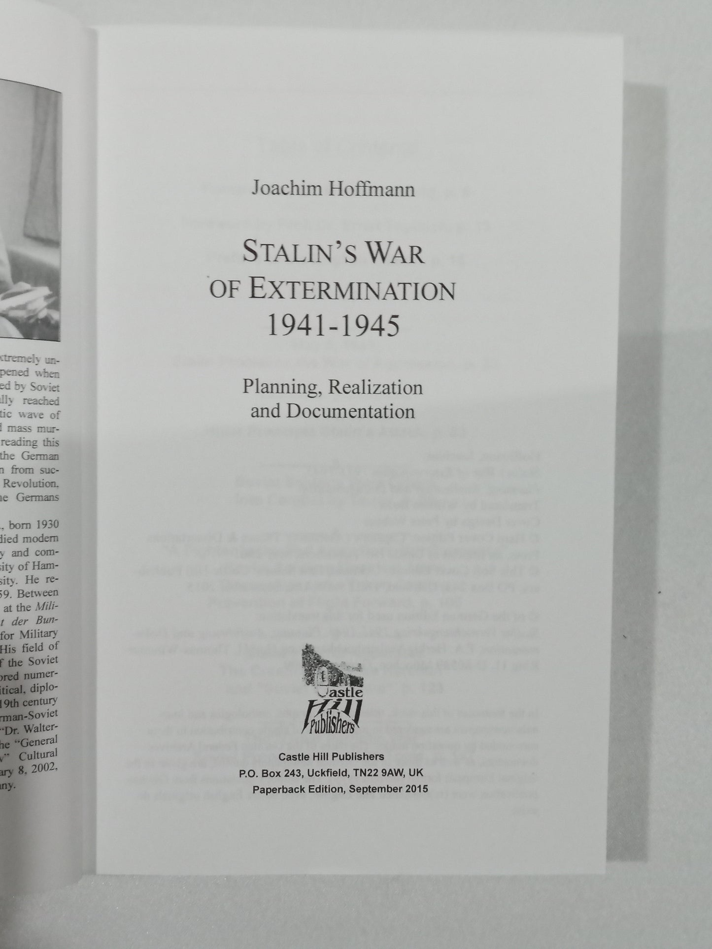 Stalin's War of Extermination: 1941 to 1945 by Joachim Hoffman
