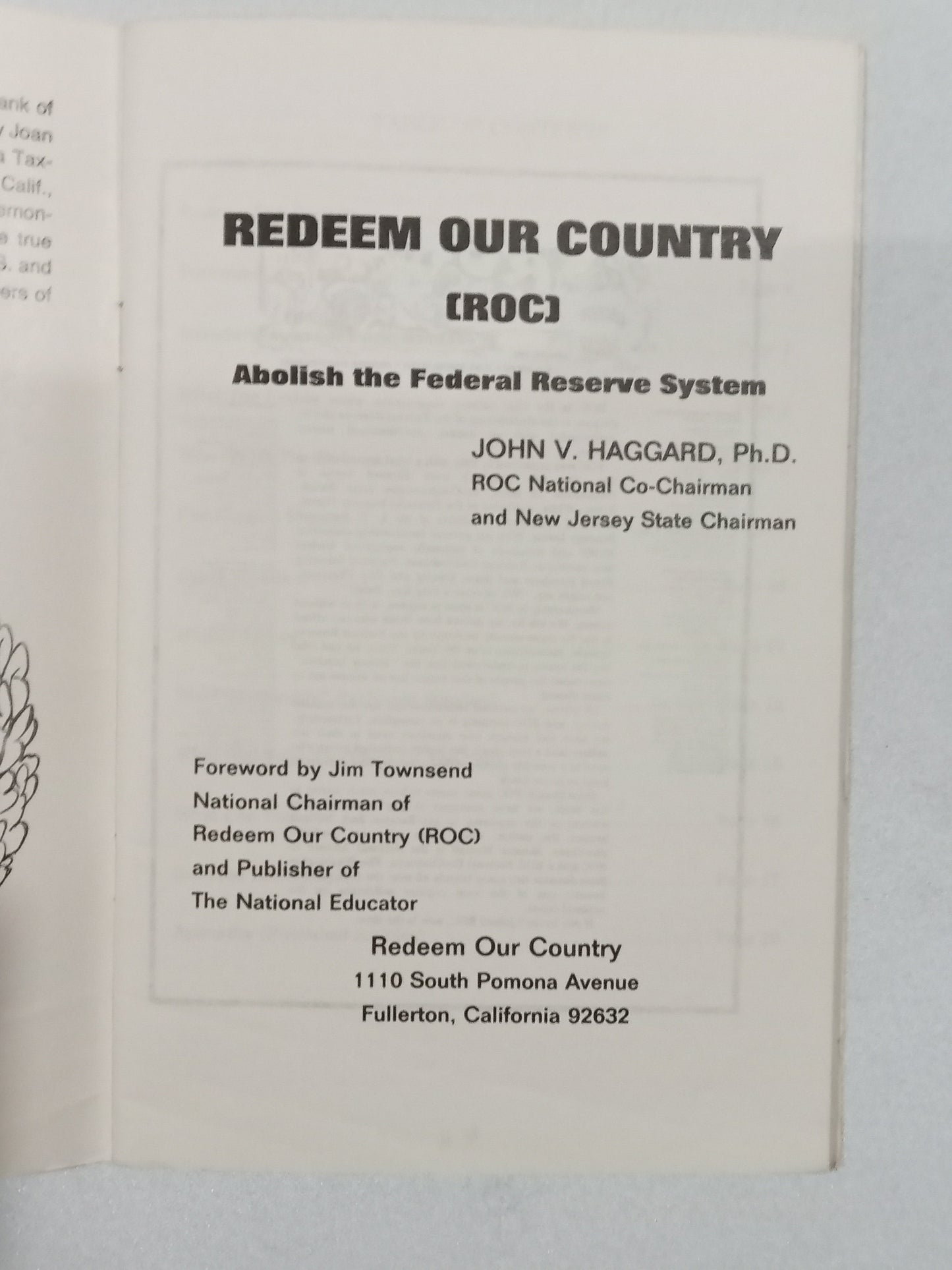 Redeem Our Country: Abolish the Federal Reserve System by John Haggard