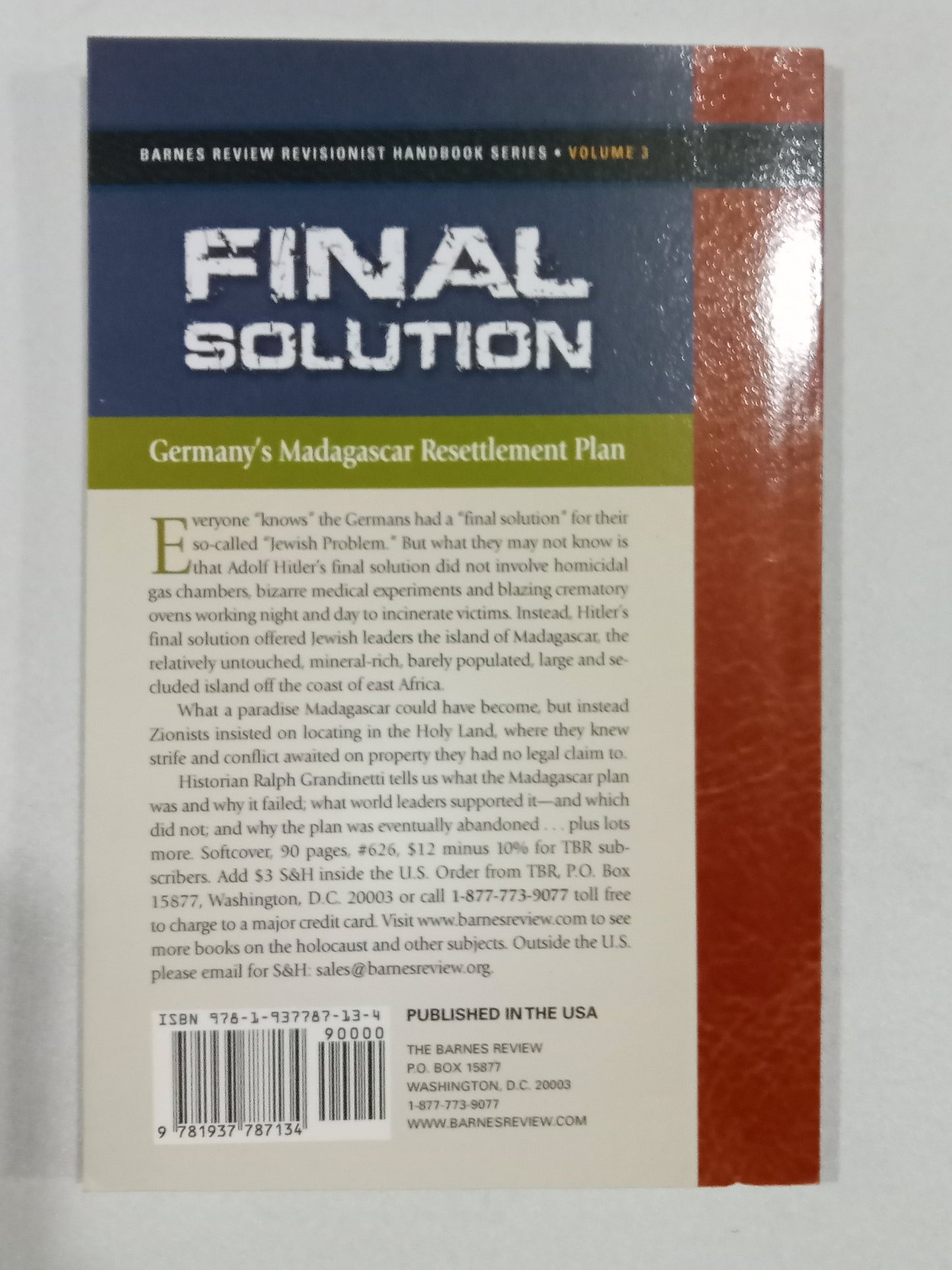 Final Solution: Germany's Madagascar Resettlement Plan by Ralph Grandinetti PB