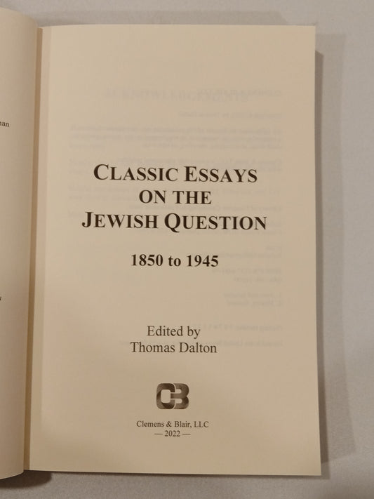 Classic Essays on the Jewish Question, Volume 1 by Thomas Dalton PB