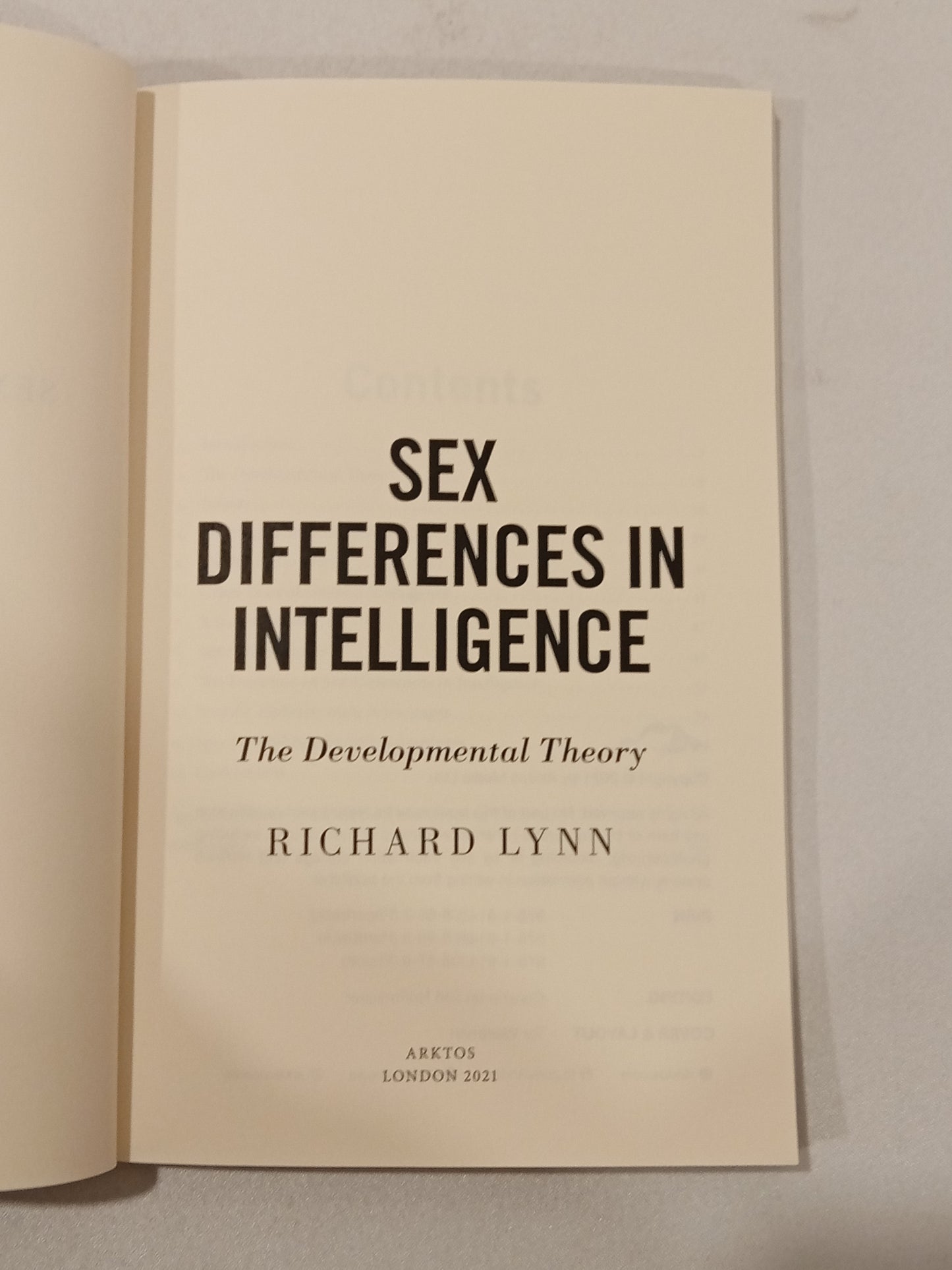 Sex Differences in Intelligence: The Developmental Theory by Richard Lynn PB