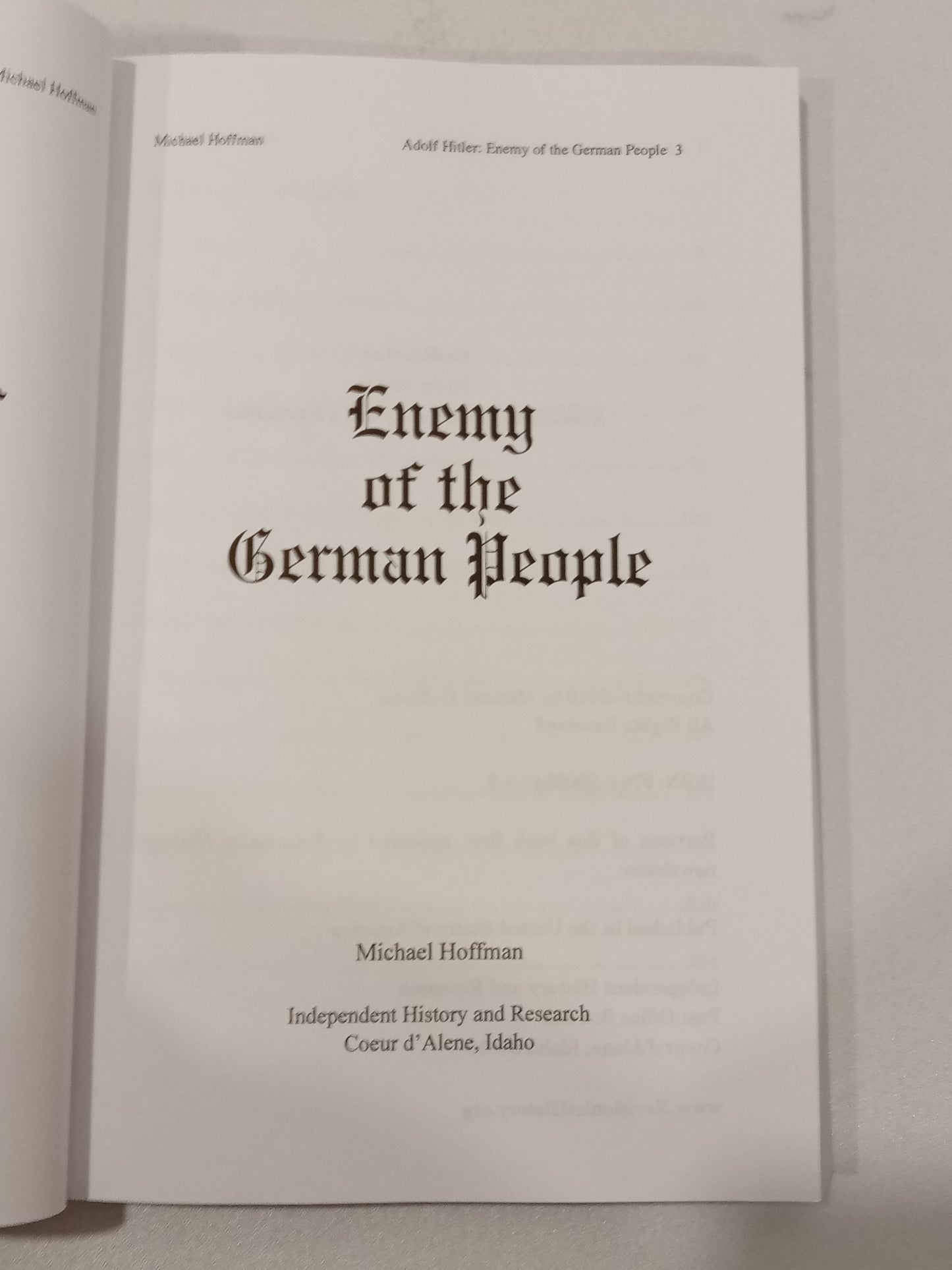 Adolf Hitler: Enemy of the German People by Michael Hoffman PB