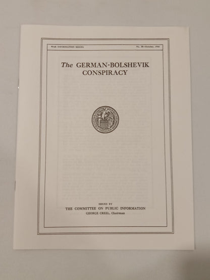 German-Bolshevik Conspiracy by Committee on Public Information SB