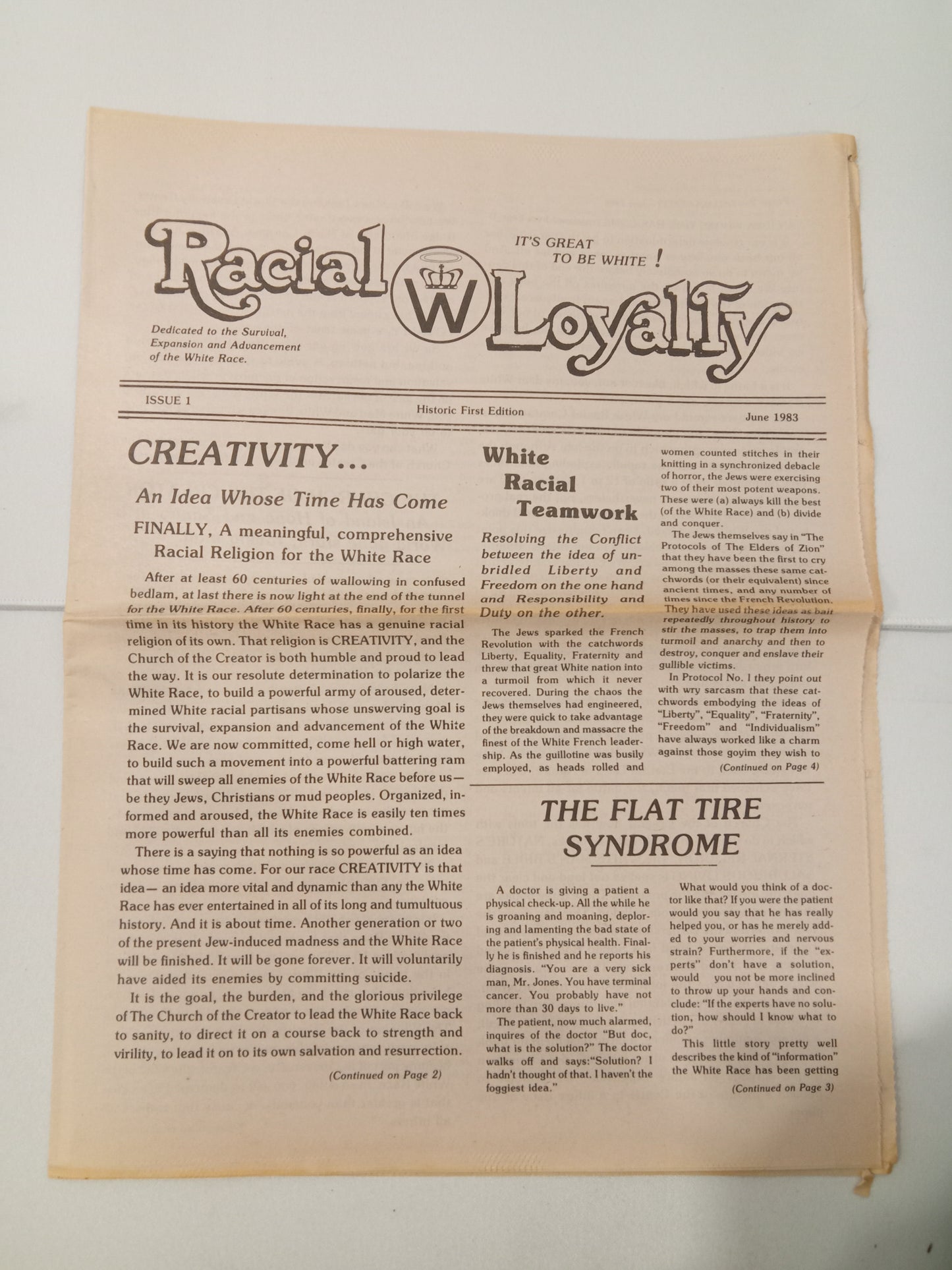 Racial Loyalty, Issue 1: 1983 by Ben Klassen NE