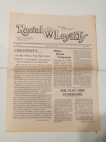 Racial Loyalty, Issue 1: 1983 by Ben Klassen NE