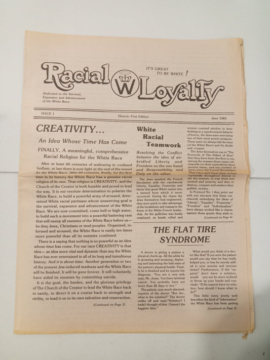 Racial Loyalty, Issue 1: Historic First Edition by Ben Klassen