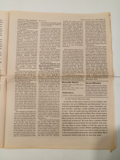 Racial Loyalty, Issue 1: 1983 by Ben Klassen NE
