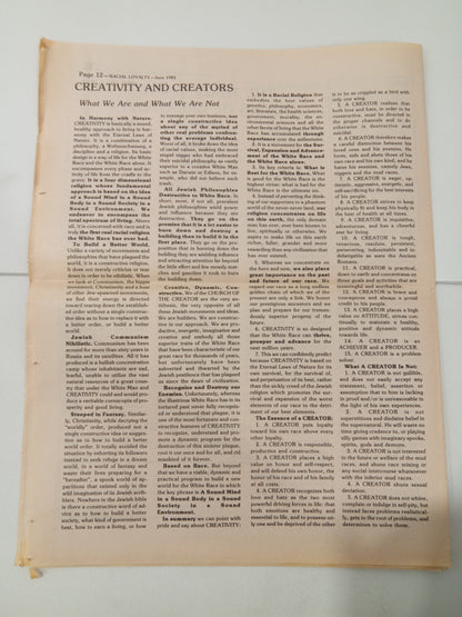 Racial Loyalty, Issue 1: 1983 by Ben Klassen NE
