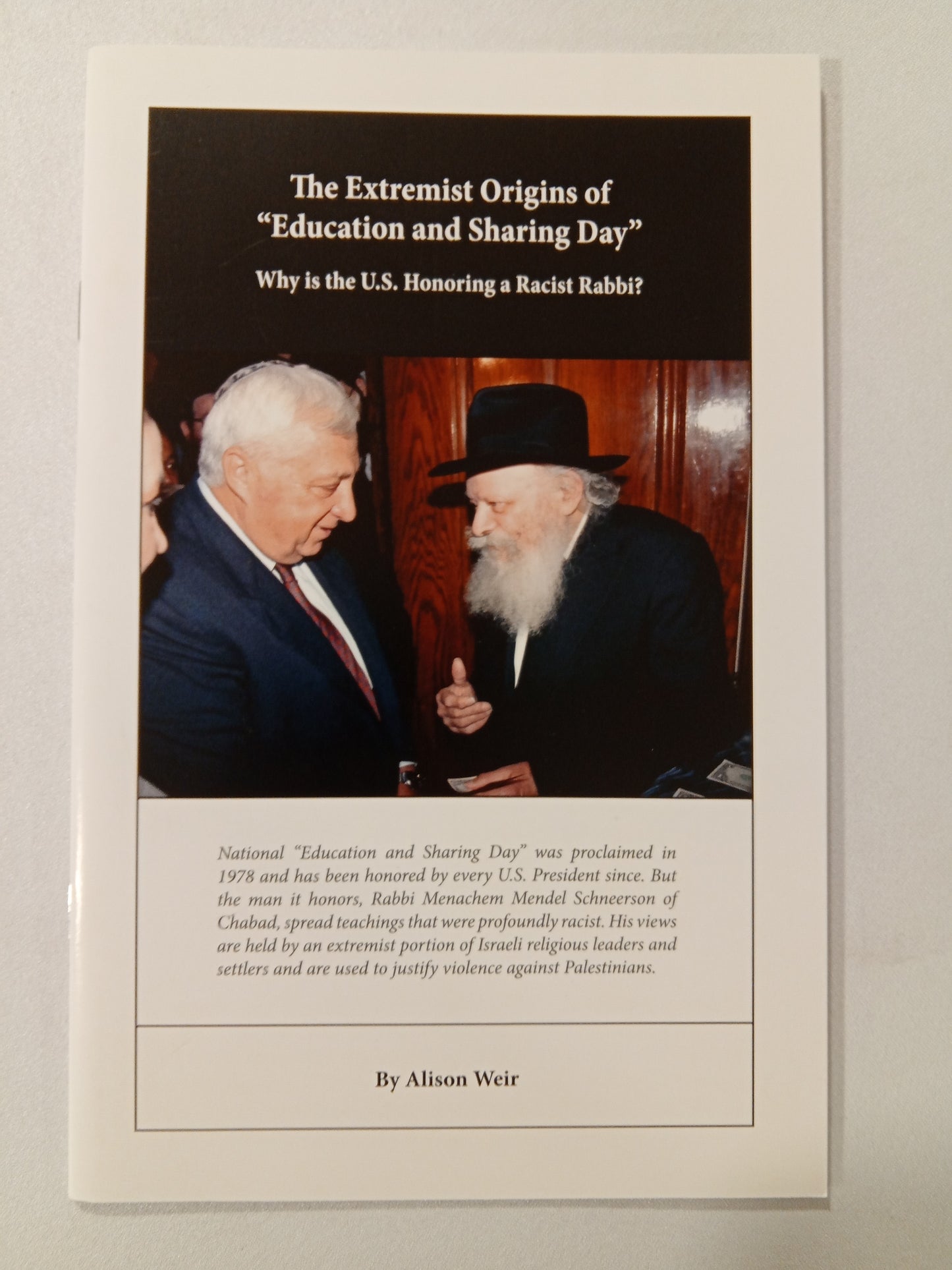 Extremist Origins of Education and Sharing Day: A Racist Rabbi by Alison Weir SB