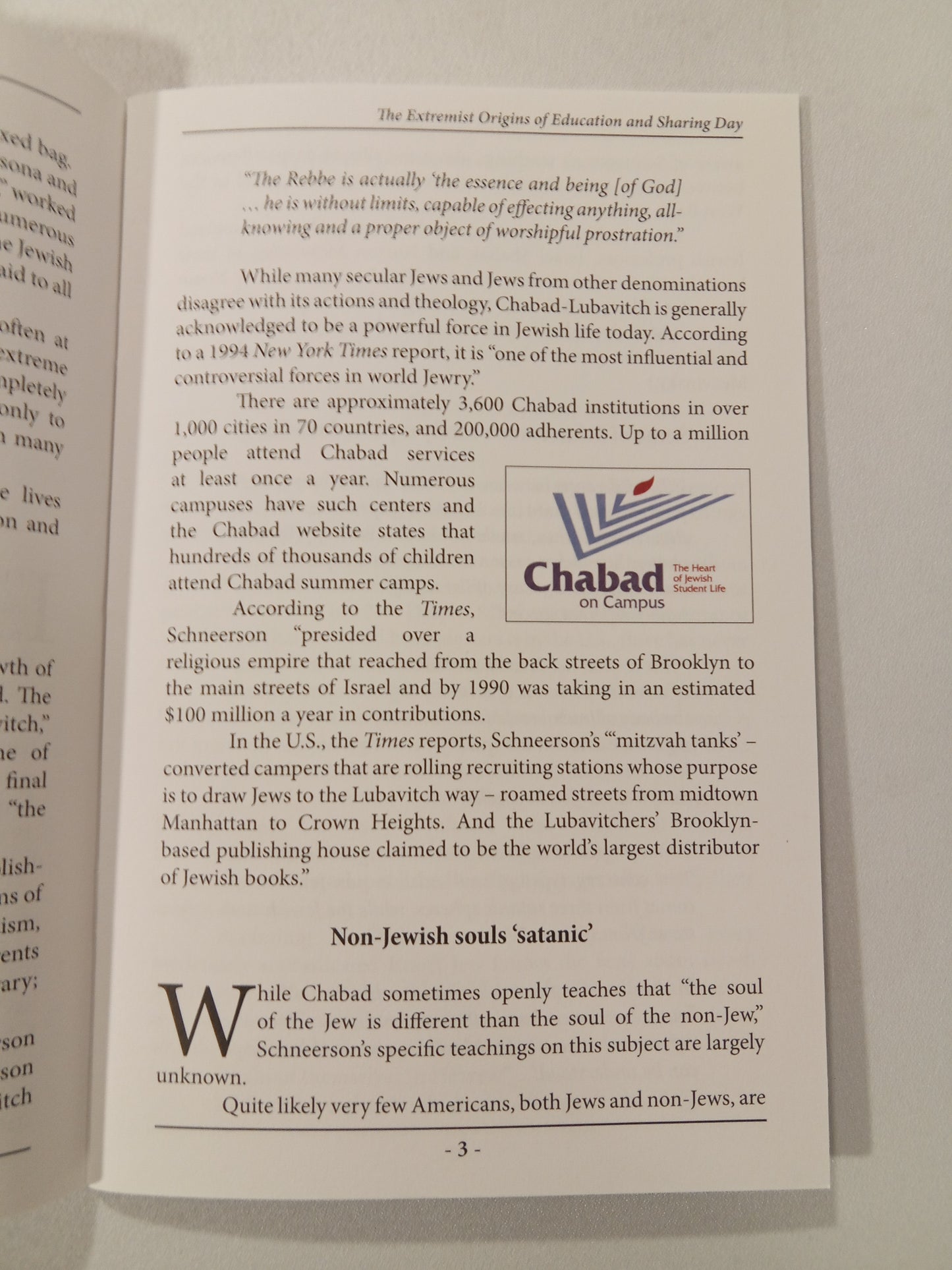 Extremist Origins of Education and Sharing Day: A Racist Rabbi by Alison Weir SB