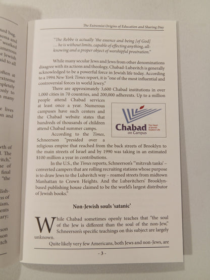 Extremist Origins of Education and Sharing Day: A Racist Rabbi by Alison Weir SB