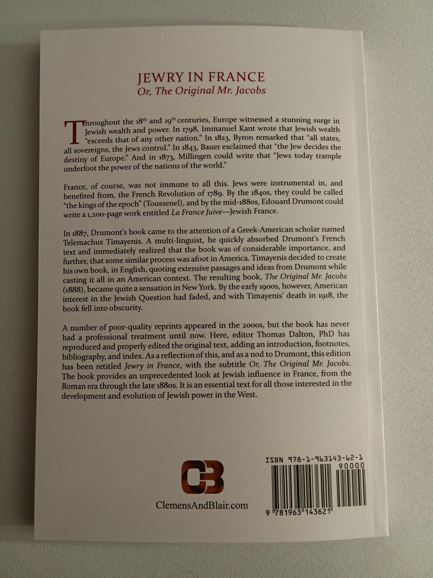 Jewry in France: Original Mr. Jacobs by Telemachus Timayenis PB